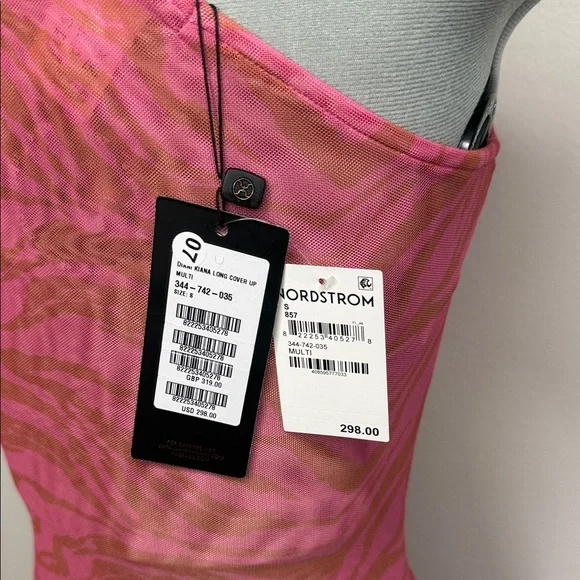 Vix Paula Hermanny Diani Kiana Maxi Cover Up Dress Pink Tiger Print NWT Size S - Picture 3 of 10